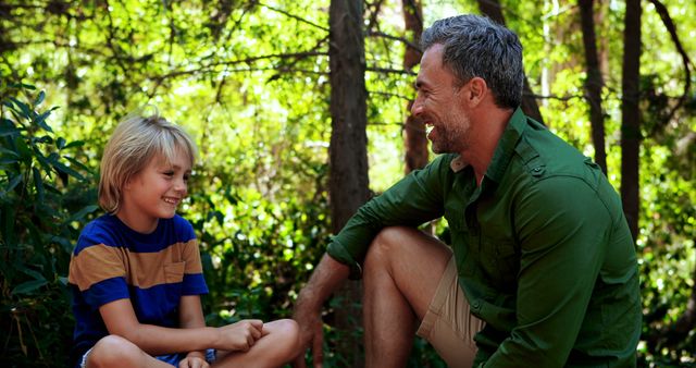 Father and Son Enjoying Quality Time Together in Forest - Download Free Stock Images Pikwizard.com