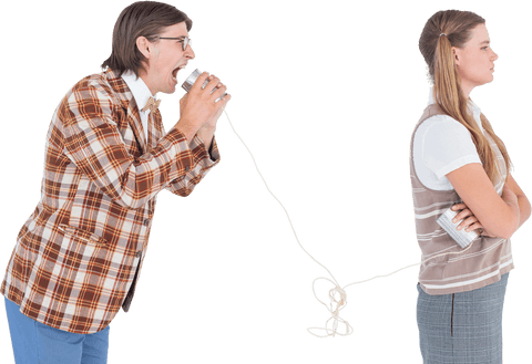 geeky couple communicating with string phone on transparent background - Download Free Stock Videos Pikwizard.com