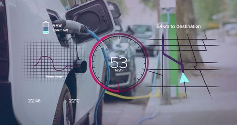 Futuristic Data Interface with Electric Car Charging Insights
