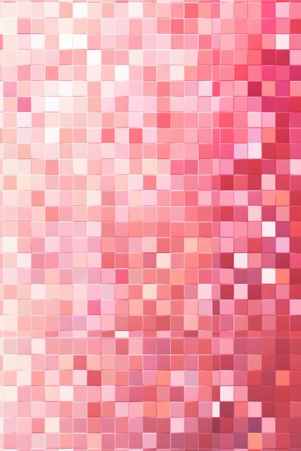 Abstract pink mosaic features vibrant squares creating a geometric pattern with gradient shades. Ideal for use in digital design projects, website backgrounds, graphic templates, or artistic wallpapers promoting a modern and attractive aesthetic.