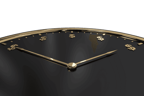 high angle view of gold dollar symbol clock on black - Download Free Stock Videos Pikwizard.com