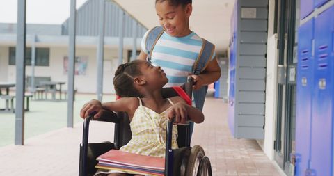Children Promoting Inclusivity in School Hallway - Download Free Stock Images Pikwizard.com