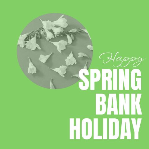 spring bank holiday greeting with white flowers and text - Download Free Stock Templates Pikwizard.com