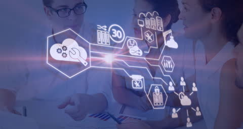 Team Collaboration on Digital Technology Network Concept