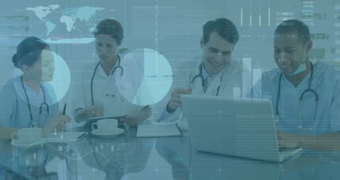 Medical Team Collaborating with Digital Analytics Tools