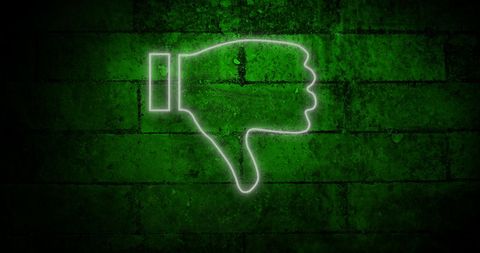 Neon Thumbs Down Icon on Textured Brick Wall - Download Free Stock Images Pikwizard.com
