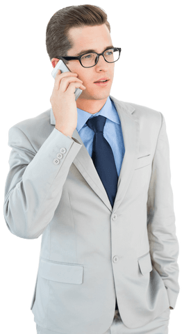 Business Professional in Suit Talking on Transparent Phone Sector - Download Free Stock Videos Pikwizard.com