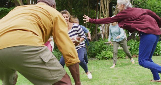 Friends Playing Touch Football in Backyard on Sunny Day - Download Free Stock Images Pikwizard.com