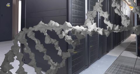DNA Strand in Server Room: Biotechnology and Data Integration - Download Free Stock Images Pikwizard.com