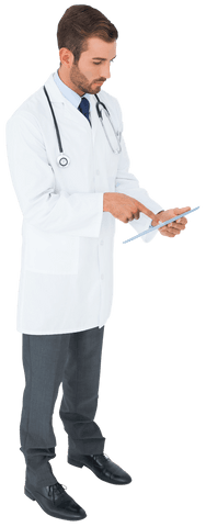transparent doctor using tablet pc with focused expression - Download Free Stock Videos Pikwizard.com