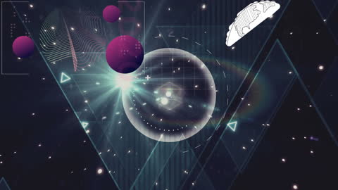 Futuristic Digital Interface with Abstract Shapes and Globe