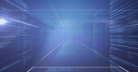 Digital data flow in futuristic tech matrix