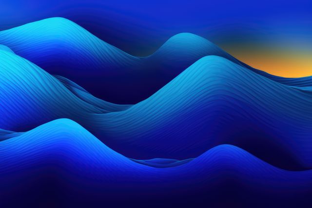 Abstract Blue Waves with Sunset Lighting Background - Download Free Stock Images Pikwizard.com