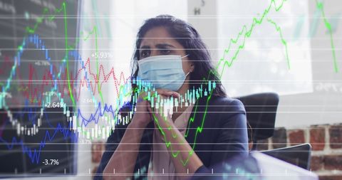 Finance professional analyzing data during pandemic