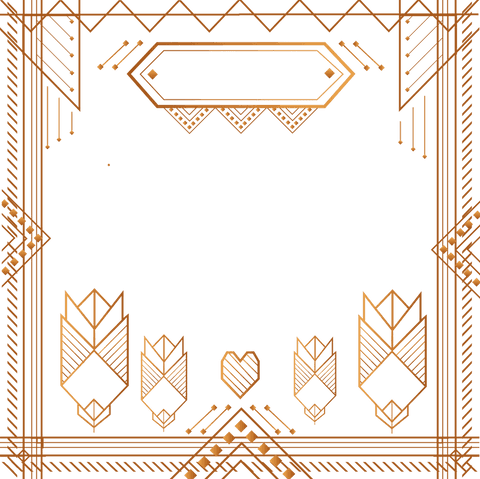Art deco gold geometric frame with clear background and elegance