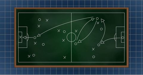 Soccer Strategy Chalkboard with Tactical Arrow Diagrams