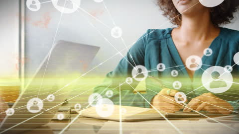 Businesswoman Planning with Technology Interface