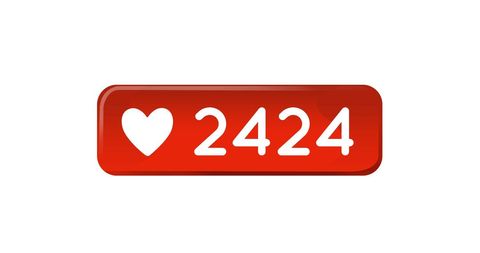 Red social media like button with increasing count