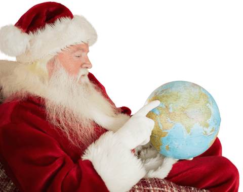 Santa Claus Examining Globe Transparent Background Celebrating Christmas - Download Free Stock Videos Pikwizard.com