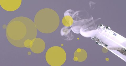 Champagne cork puff celebration with festive yellow magic