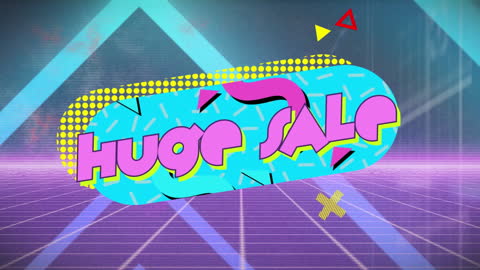 Colorful Retro-Themed Huge Sale Animation with Neon Graphics