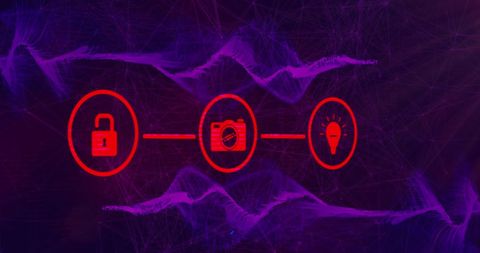 Digital Security and Innovation Iconic Network on Futuristic Background