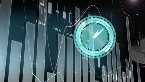 Animated Financial Data with Clock Symbolizing Time Management