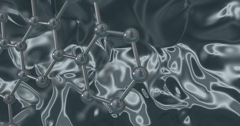 Futuristic molecule model on complex fluid background