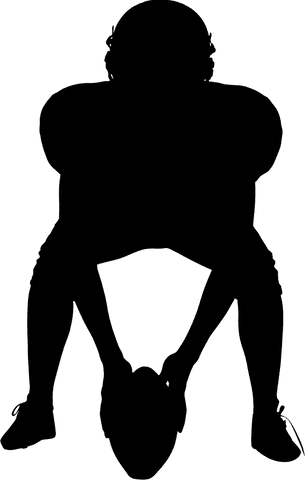 Transparent silhouette of american football athlete in action