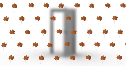 Autumn Leaves Floating Against Abstract Minimalist Background