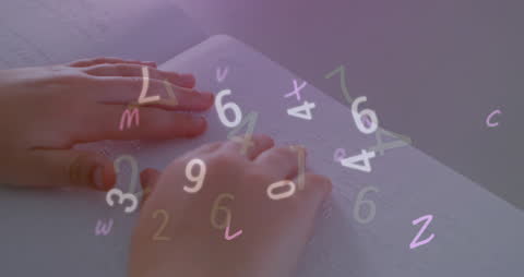 Braille Reading with Floating Numbers and Letters Animation