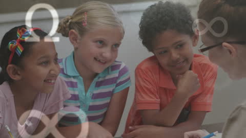 Happy Diverse Students Engaged in Interactive Math Learning