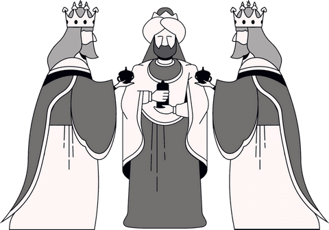 transparent monochrome illustration of regal magi with ornate vessels - Download Free Stock Videos Pikwizard.com
