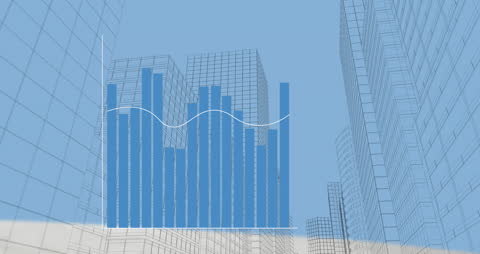 Animated Data Visuals Overlaying Cityscape for Global Business Insights