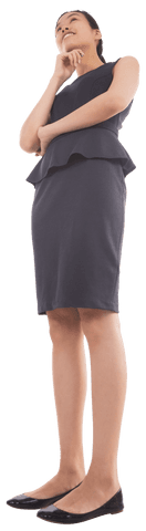 Confident Biracial Businesswoman Standing Thoughtfully on Transparent Background