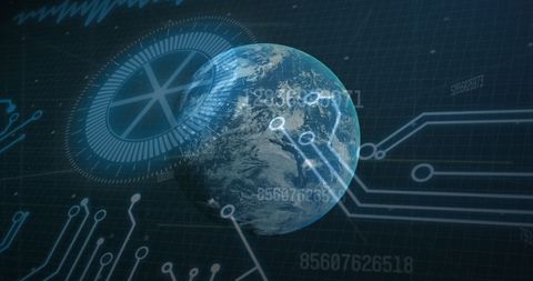 Digital Interface Concept with Rotating Globe and Circuit Board - Download Free Stock Images Pikwizard.com