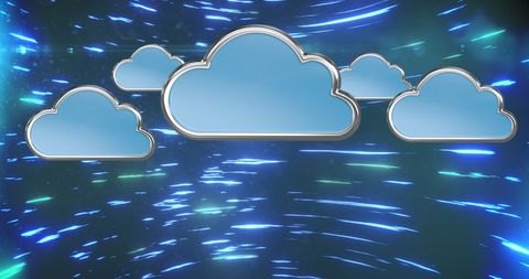 digital clouds over dynamic light trails illustrating online connectivity - Download Free Stock Images Pikwizard.com