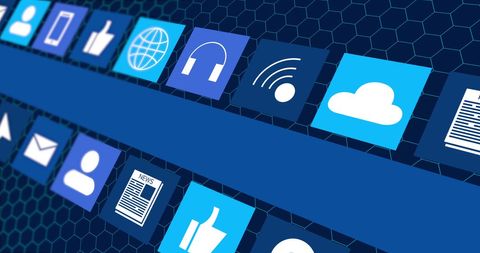 Dynamic Digital Interface with Social Media Icons and Hexagonal Pattern - Download Free Stock Images Pikwizard.com