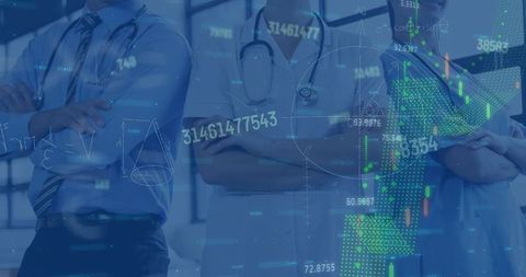 Global Medical Professionals Analyzing Financial Data Interface