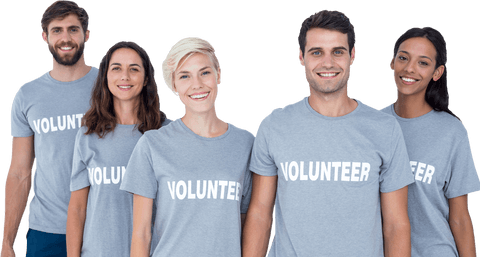 Smiling Diverse Team of Volunteers with Transparent Background