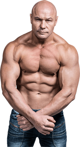 Transparent Background: Bald Man Flexing Muscles in Jeans - Download Free Stock Videos Pikwizard.com