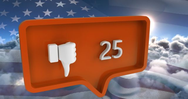 Unlike Notification Overlapping With American Flag - Download Free Stock Images Pikwizard.com