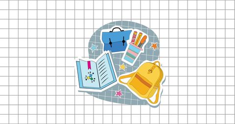 Illustrative School Supplies with Stylish Modern Art Design - Download Free Stock Images Pikwizard.com