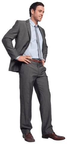 Confident Businessman Smiling with Hands on Hips