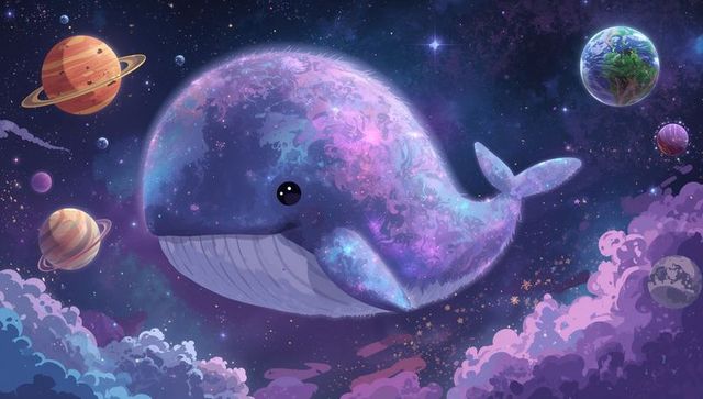 Galactic whale in enchanted space wonderland