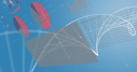 Abstract Digital Interface with DNA Strand and Data Charts