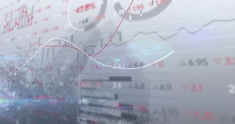 Financial Data Visualizations Overlaying Urban Skylines