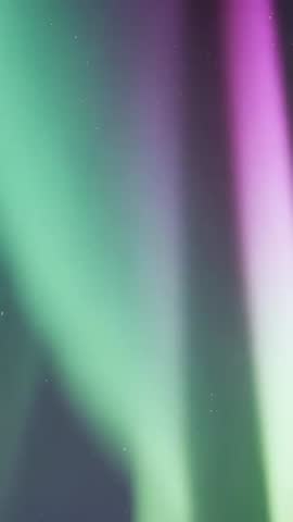 Shifting Aurora Curtains Expanding Over Polar Sky Vertical Night Video