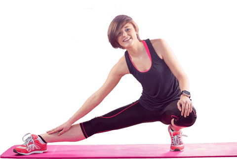 smiling fit woman stretching on mat with transparent background - Download Free Stock Videos Pikwizard.com