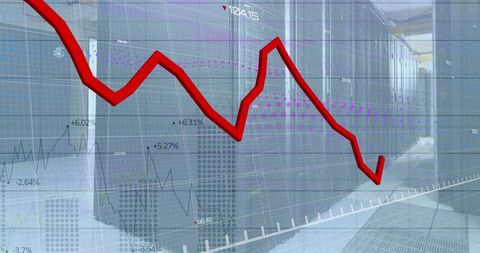 Server Room Data Analytics with Declining Graph Representation - Download Free Stock Images Pikwizard.com